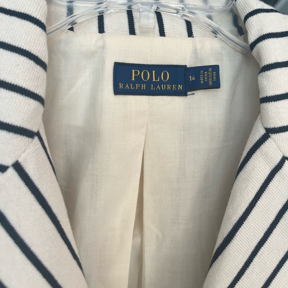 Polo by Ralph Lauren White Navy Striped Blazer with Crest✔️ - Picture 11 of 11